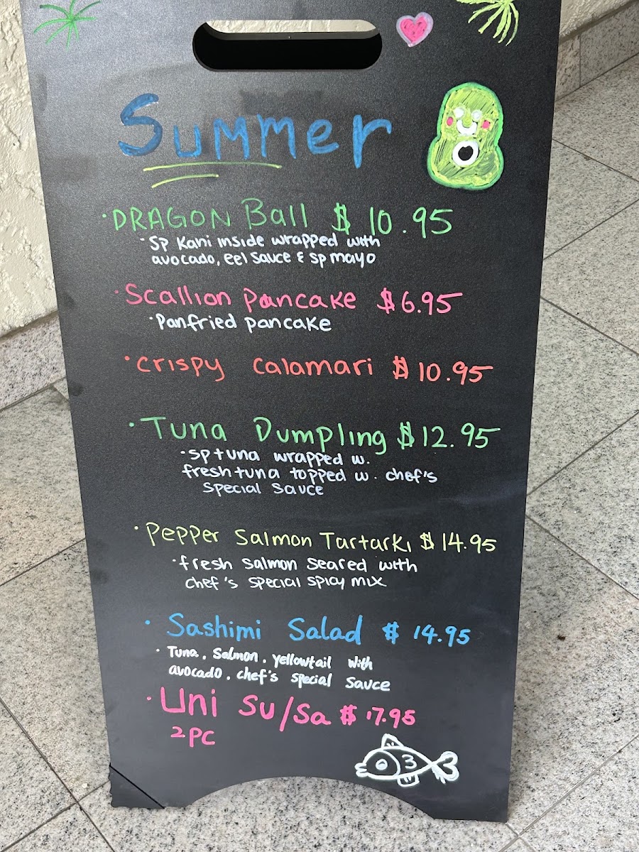Osaka Sushi menu board