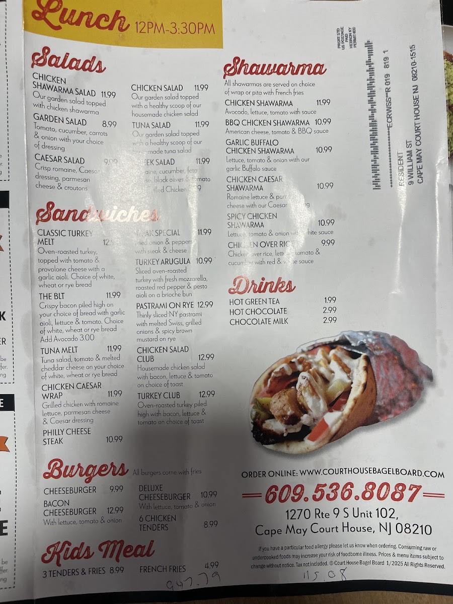 Court House Bagel Board menu board