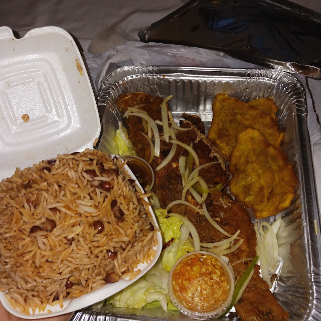 Fried Fish Tostones Rice and Beans