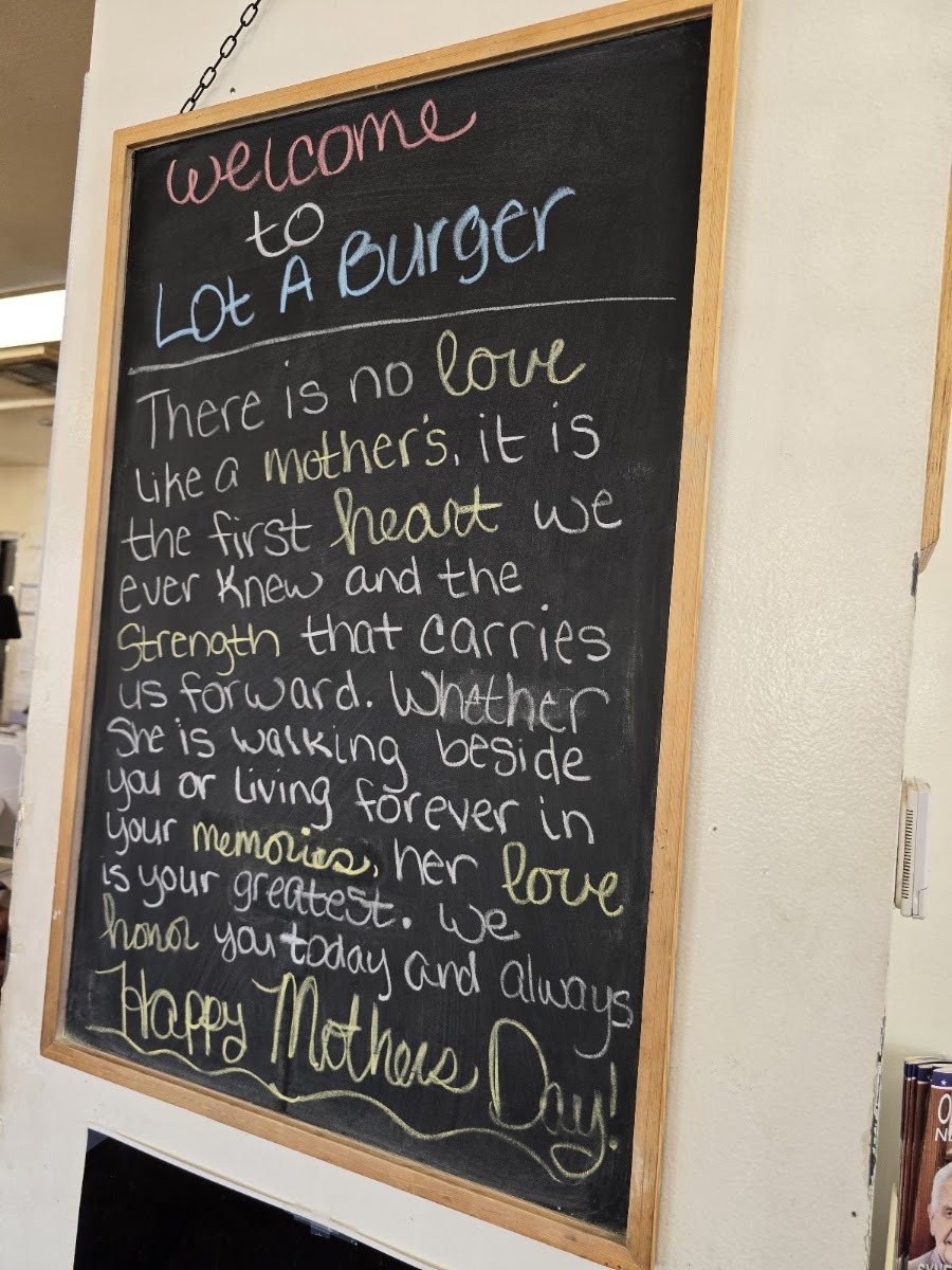 Bartlesville Lot A Burger (West Side) menu board