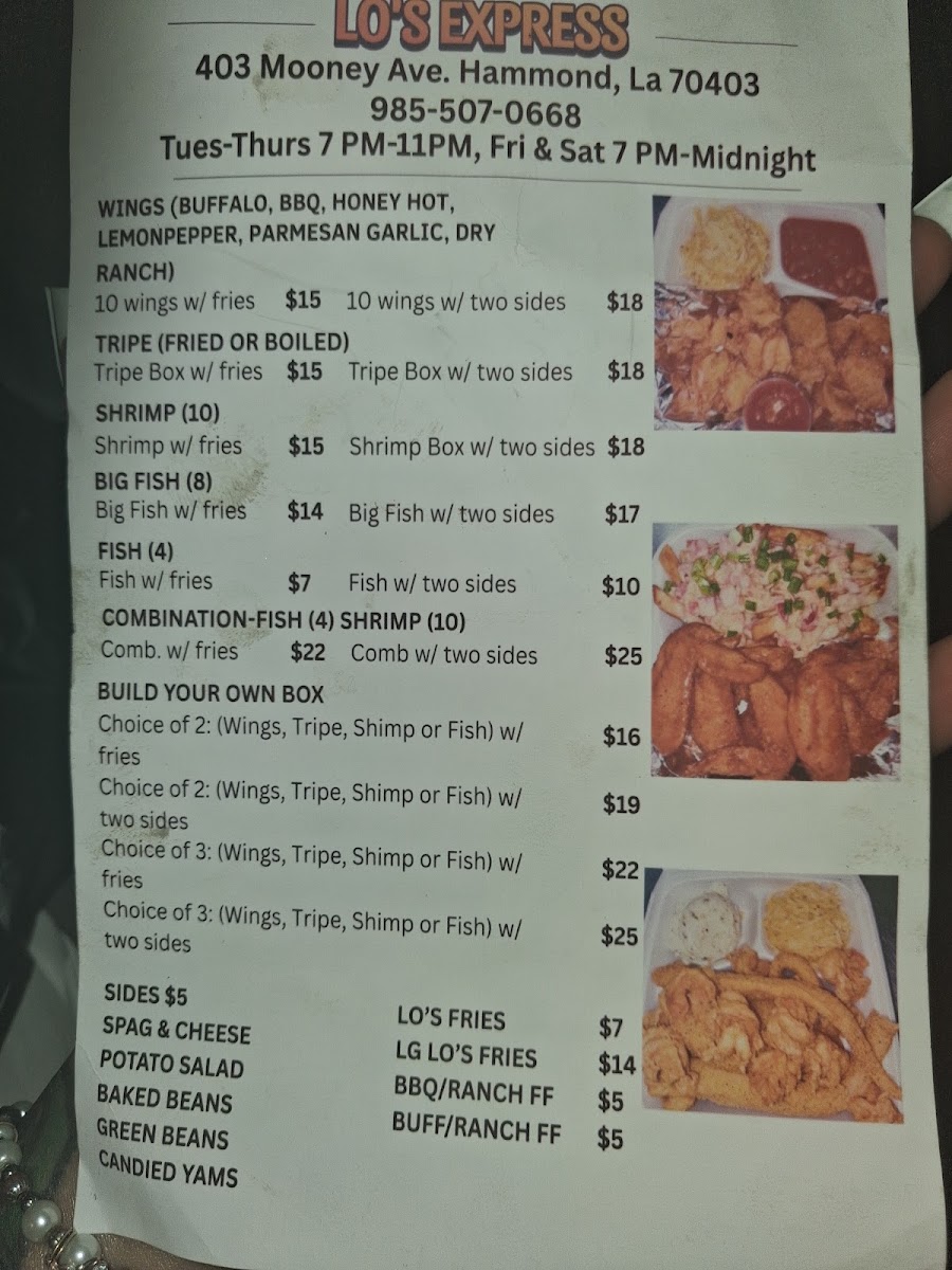 Lo’s Express menu board