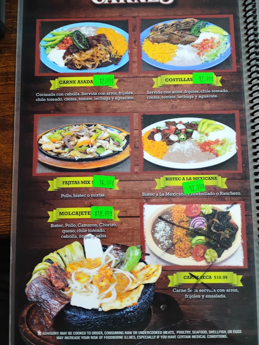 Carniceria Y Taqueria Dos menu board