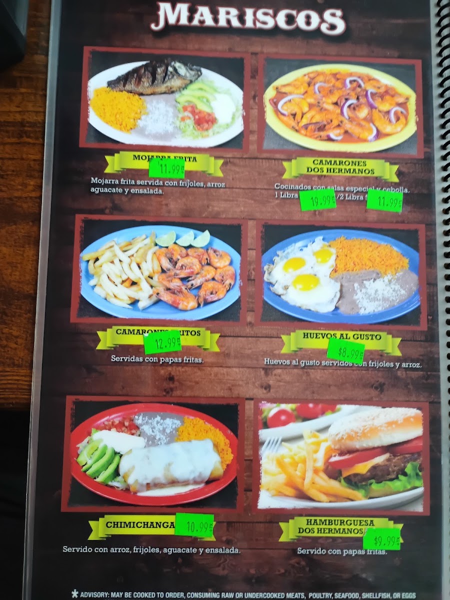 Carniceria Y Taqueria Dos menu board