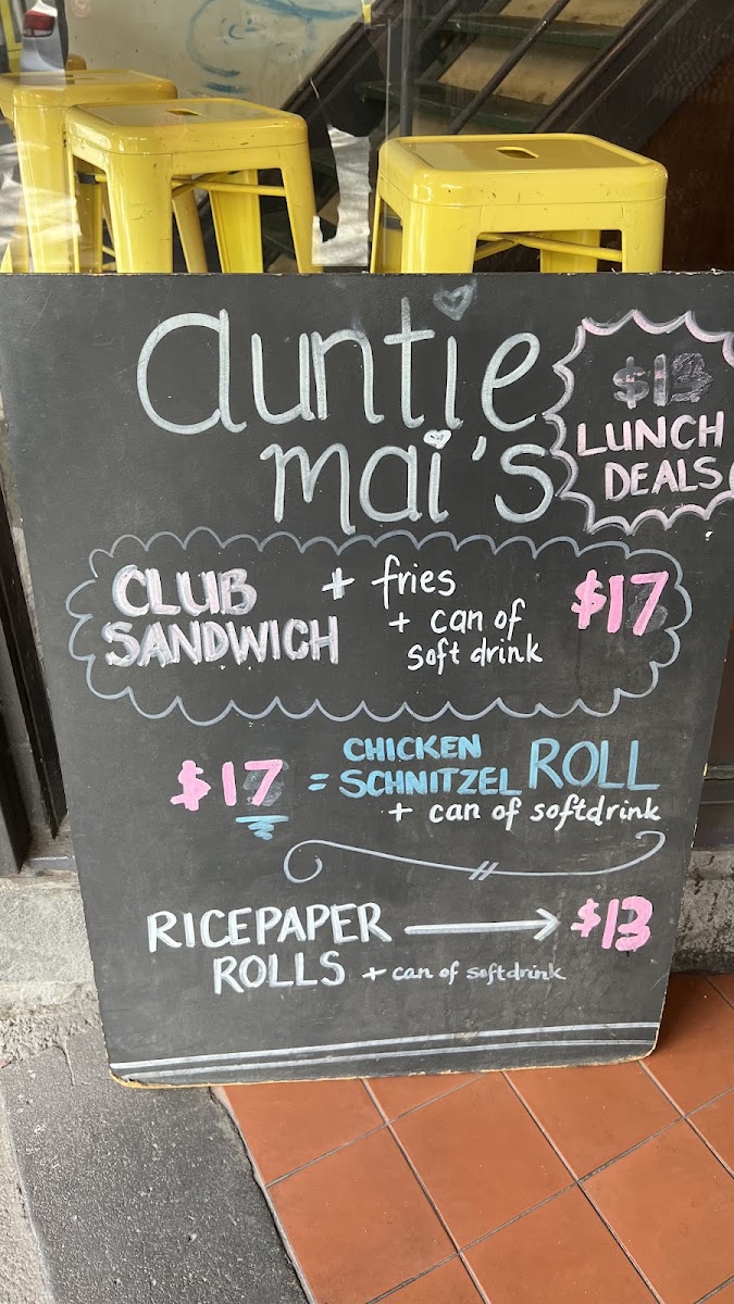 Auntie Mai's Vietnamese Cafe menu board