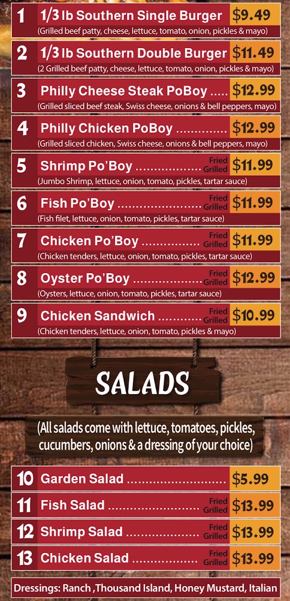 Chick O’ Fish menu board