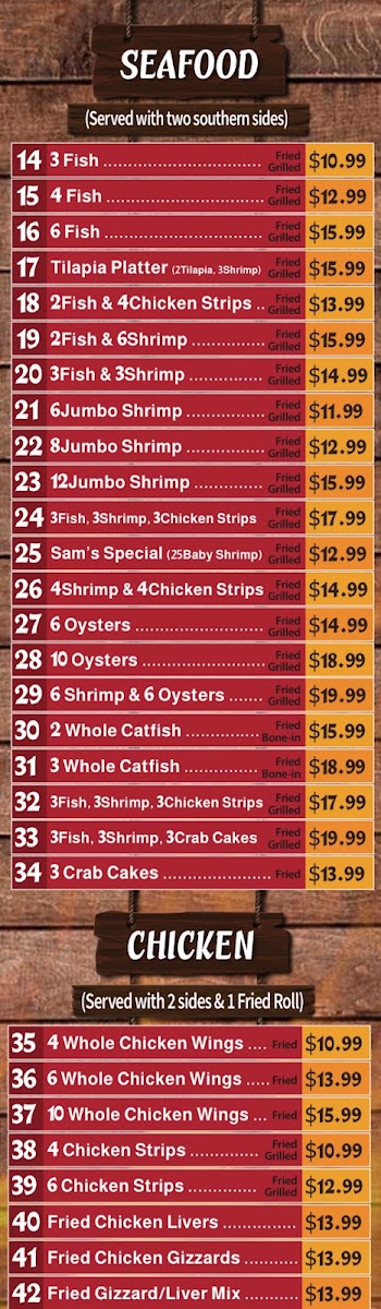 Chick O’ Fish menu board