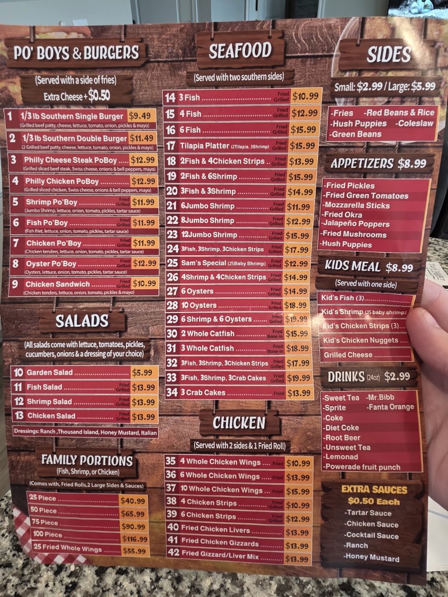 Chick O’ Fish menu board