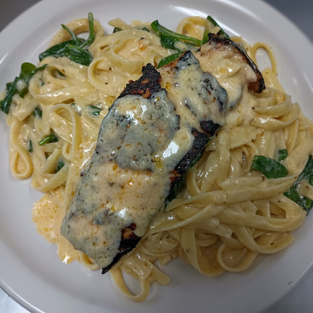 Cajun Salmon Spinach Pasta