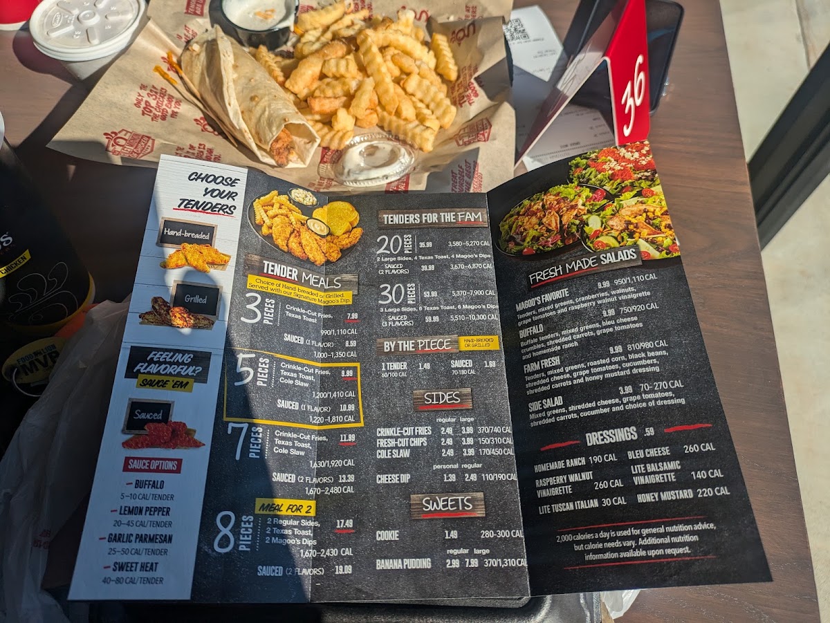 Huey Magoo's Chicken Tenders - Greenwood menu board