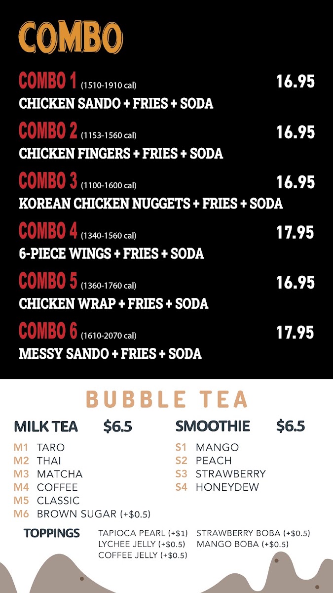 Hangry Joe's Hot Chicken - Kirkland menu board