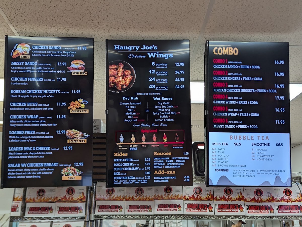 Hangry Joe's Hot Chicken - Kirkland menu board
