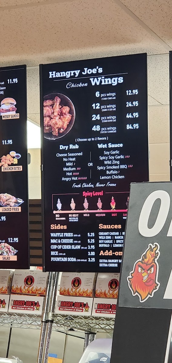 Hangry Joe's Hot Chicken - Kirkland menu board