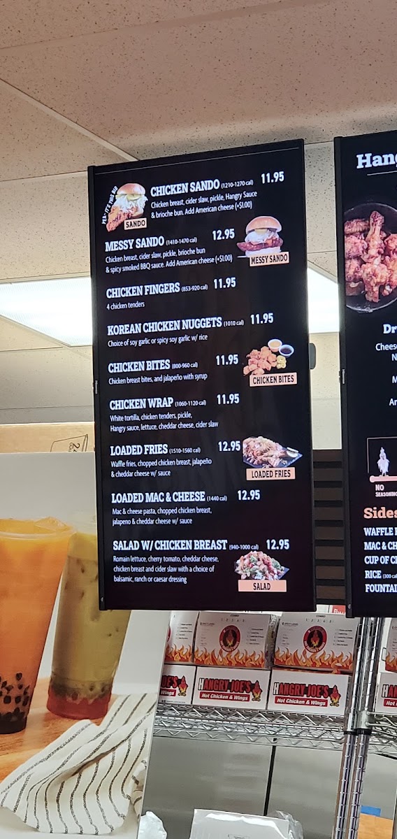Hangry Joe's Hot Chicken - Kirkland menu board