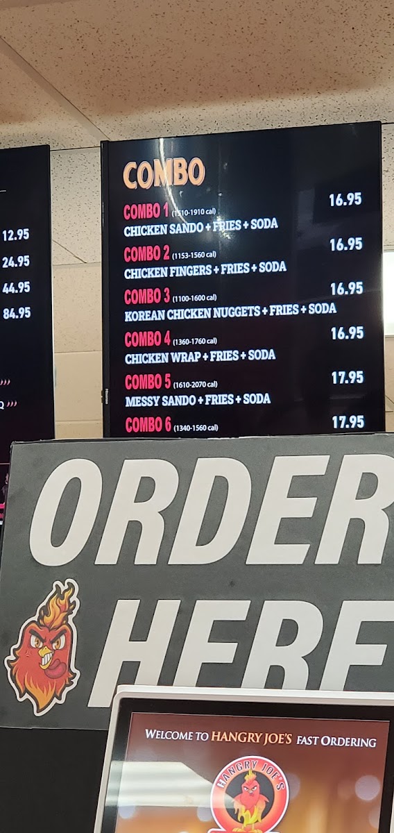 Hangry Joe's Hot Chicken - Kirkland menu board
