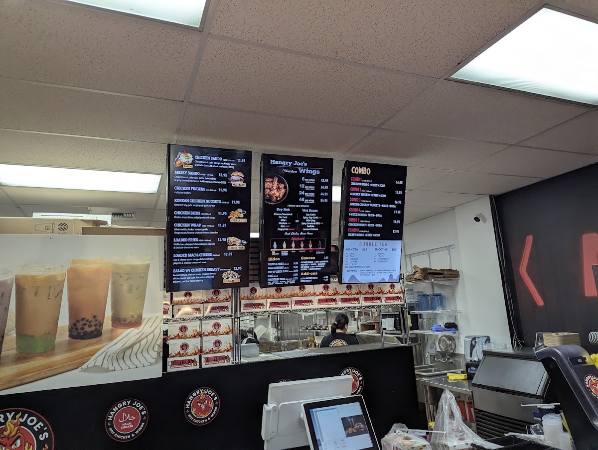 Hangry Joe's Hot Chicken - Kirkland menu board