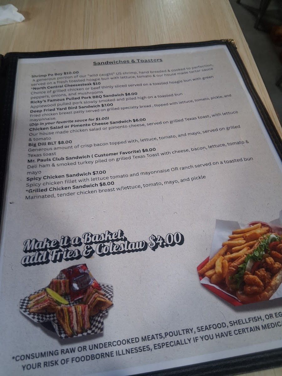 The Big Dill Grill menu board