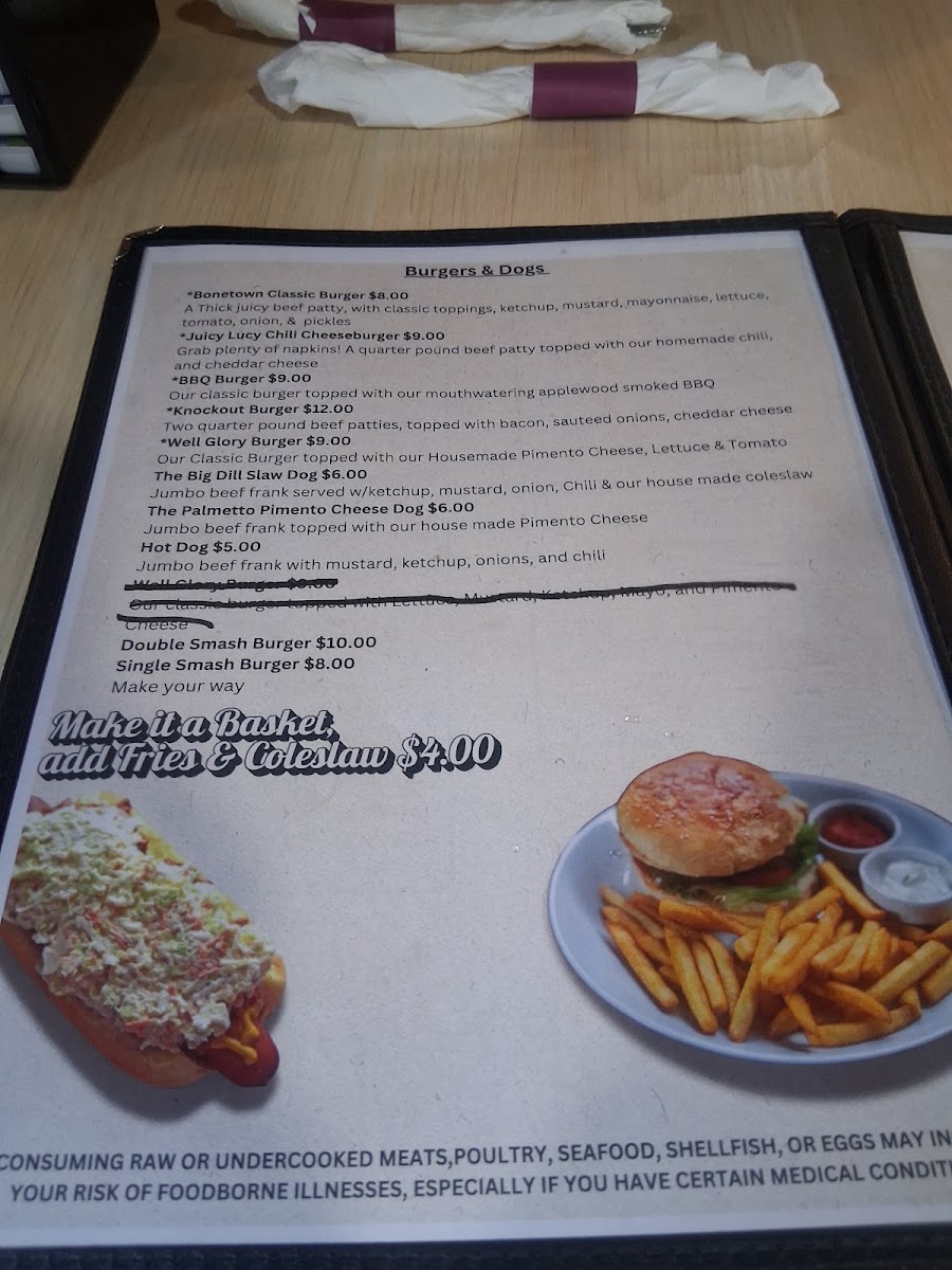 The Big Dill Grill menu board