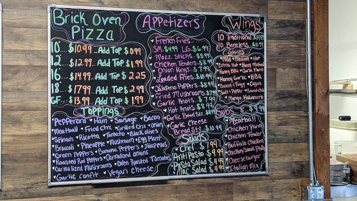 D-Ray's Pizzeria menu board