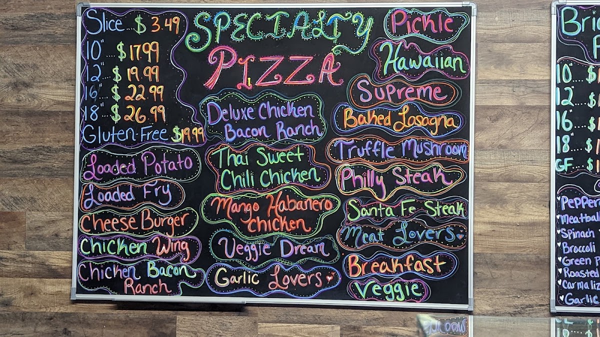 D-Ray's Pizzeria menu board