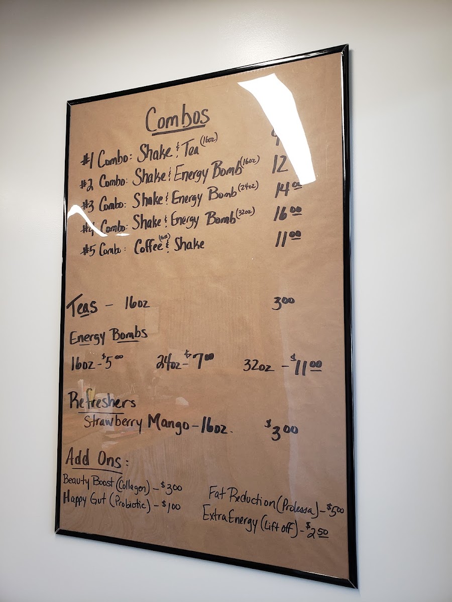 Leben Nutrition menu board