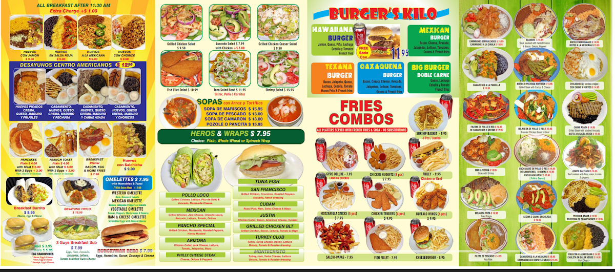 El Rinconcito De Los Sabores 2 menu board