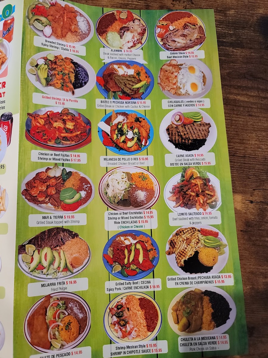 El Rinconcito De Los Sabores 2 menu board