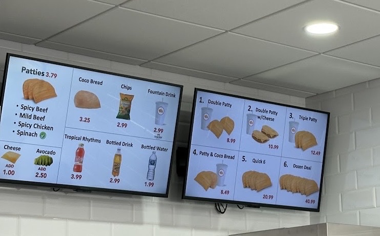 Juici Patties menu board
