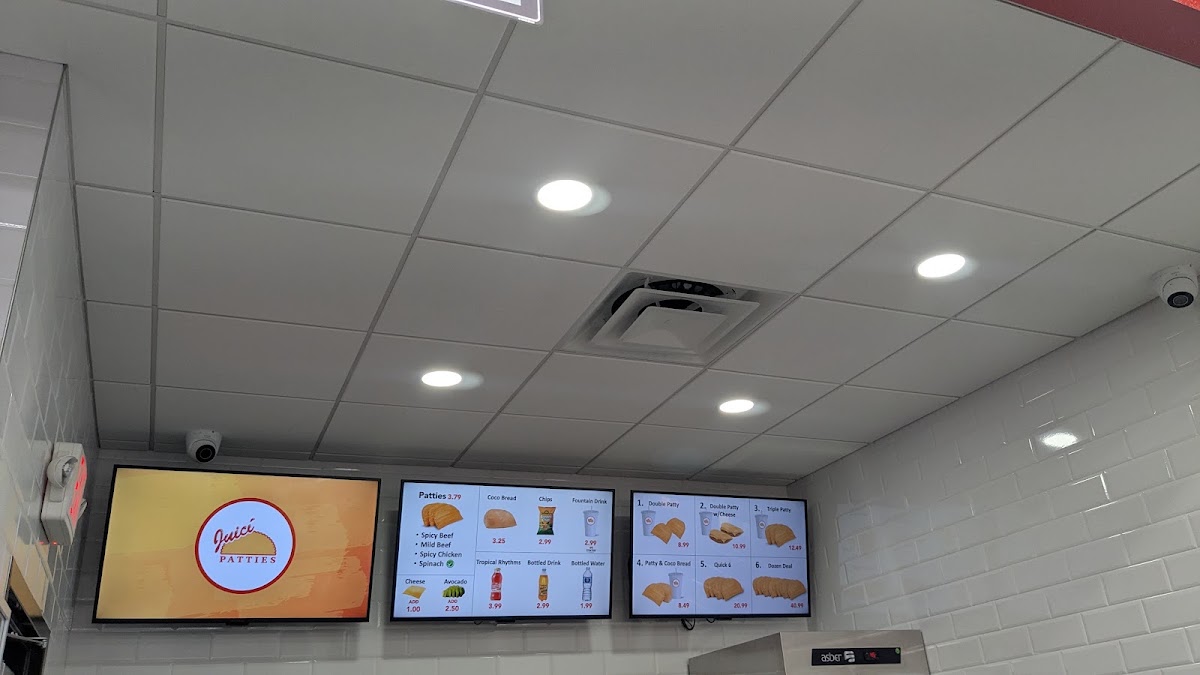 Juici Patties menu board