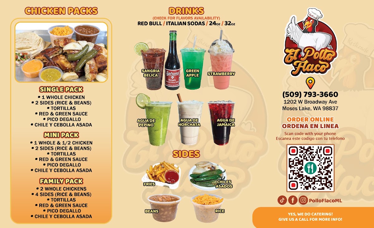 El Pollo flaco menu board