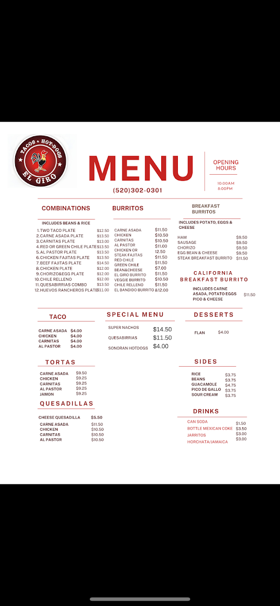 Tacos & hotdogs el giro picture rocks menu board