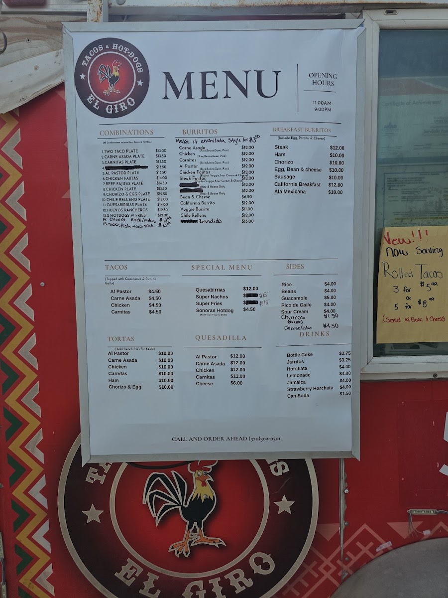 Tacos & hotdogs el giro picture rocks menu board