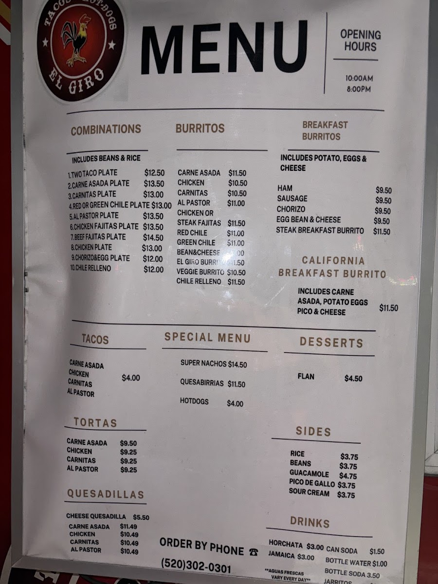 Tacos & hotdogs el giro picture rocks menu board