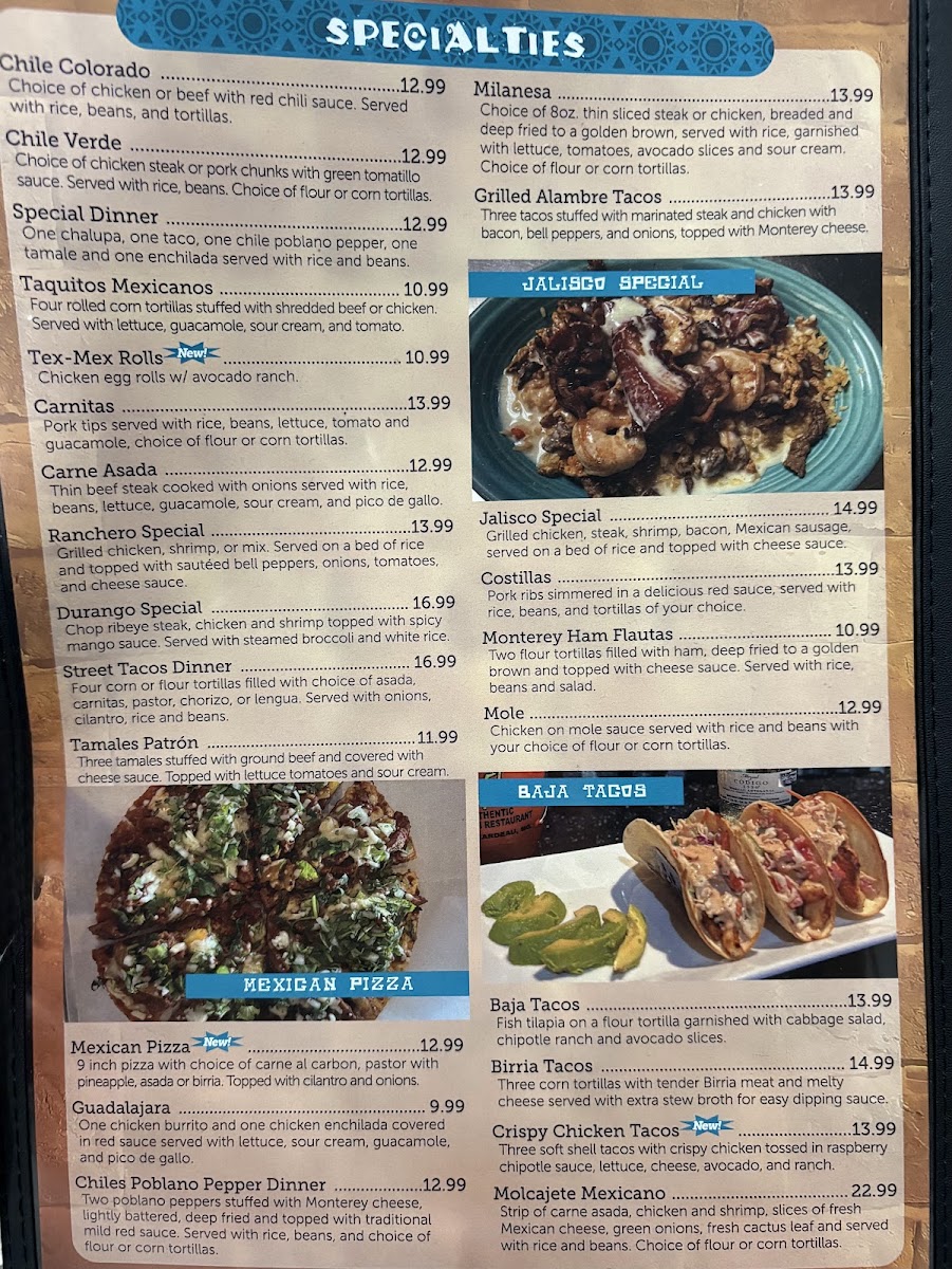 Patrón Grill menu board