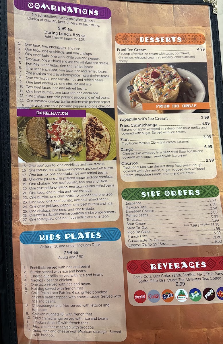 Patrón Grill menu board