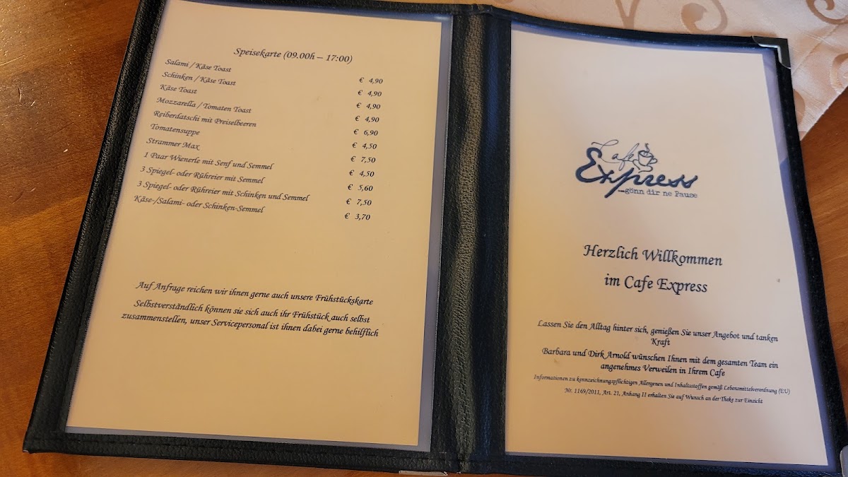 Cafe Express menu board