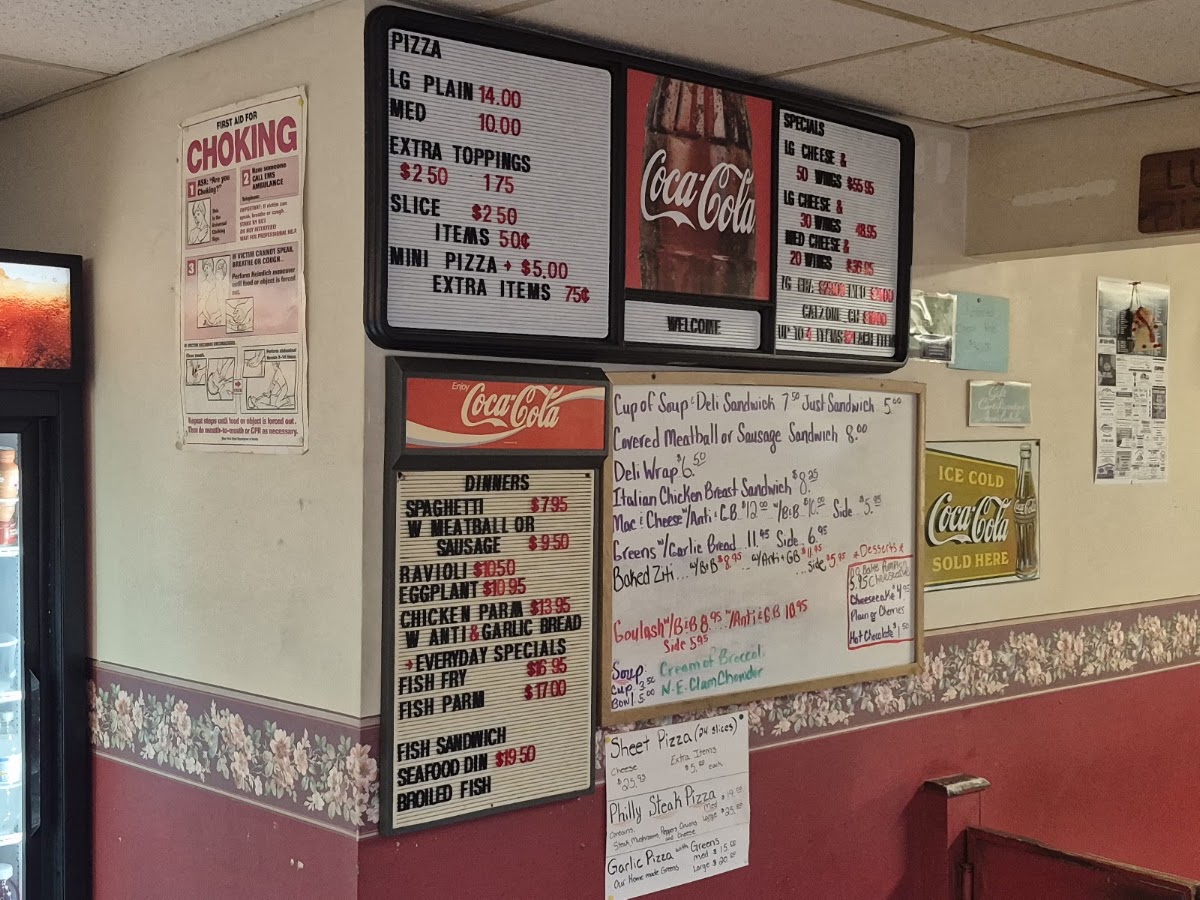 Luigi's Pizzeria menu board