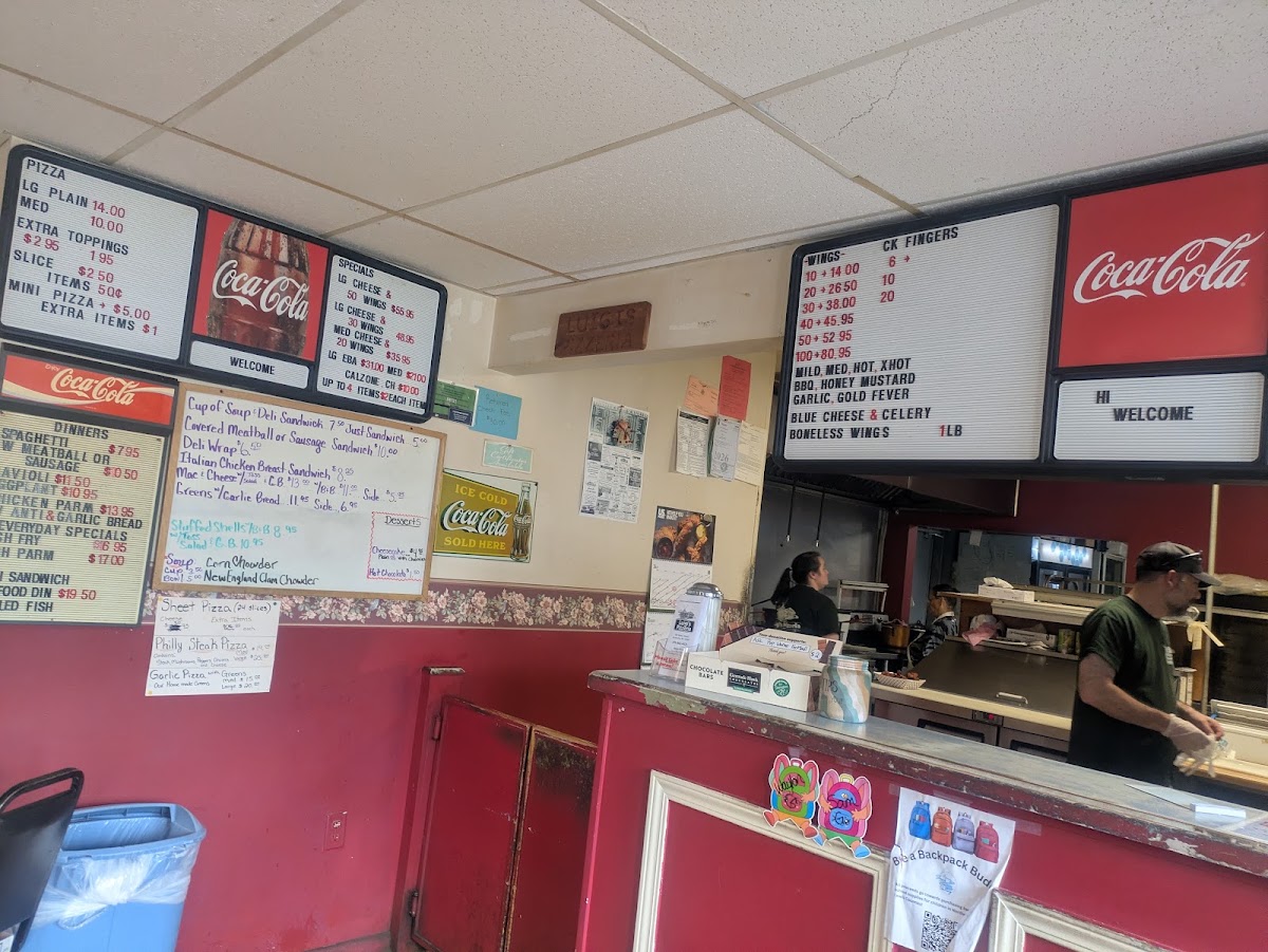 Luigi's Pizzeria menu board