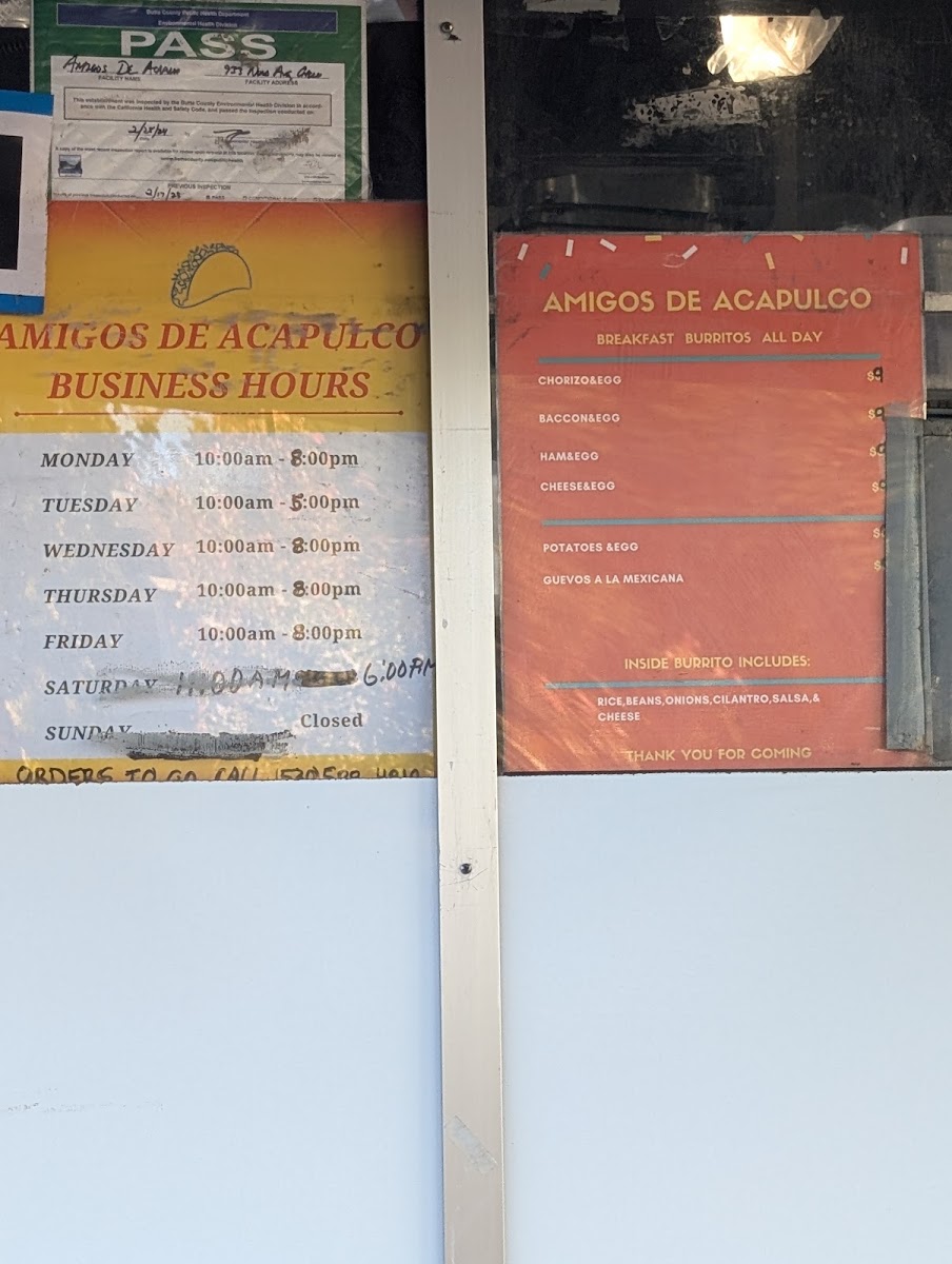 Amigos de Acapulco Truck menu board