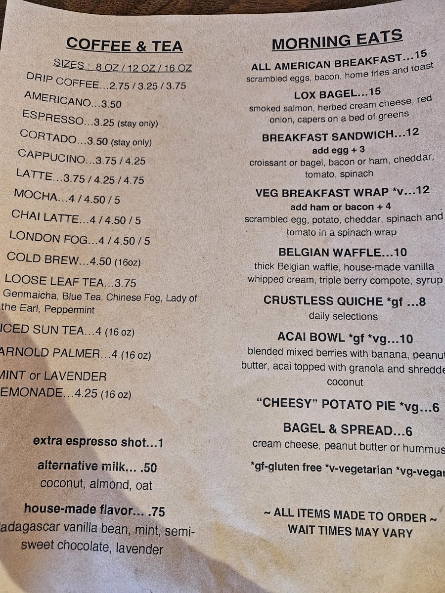 Roasted Root Café menu board