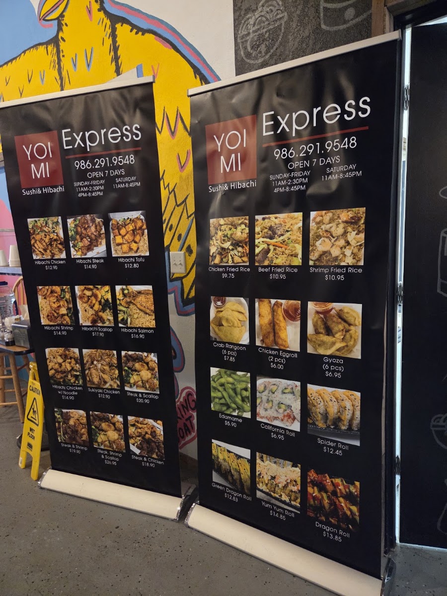 Yoimi Sushi & Hibachi Pocatello menu board