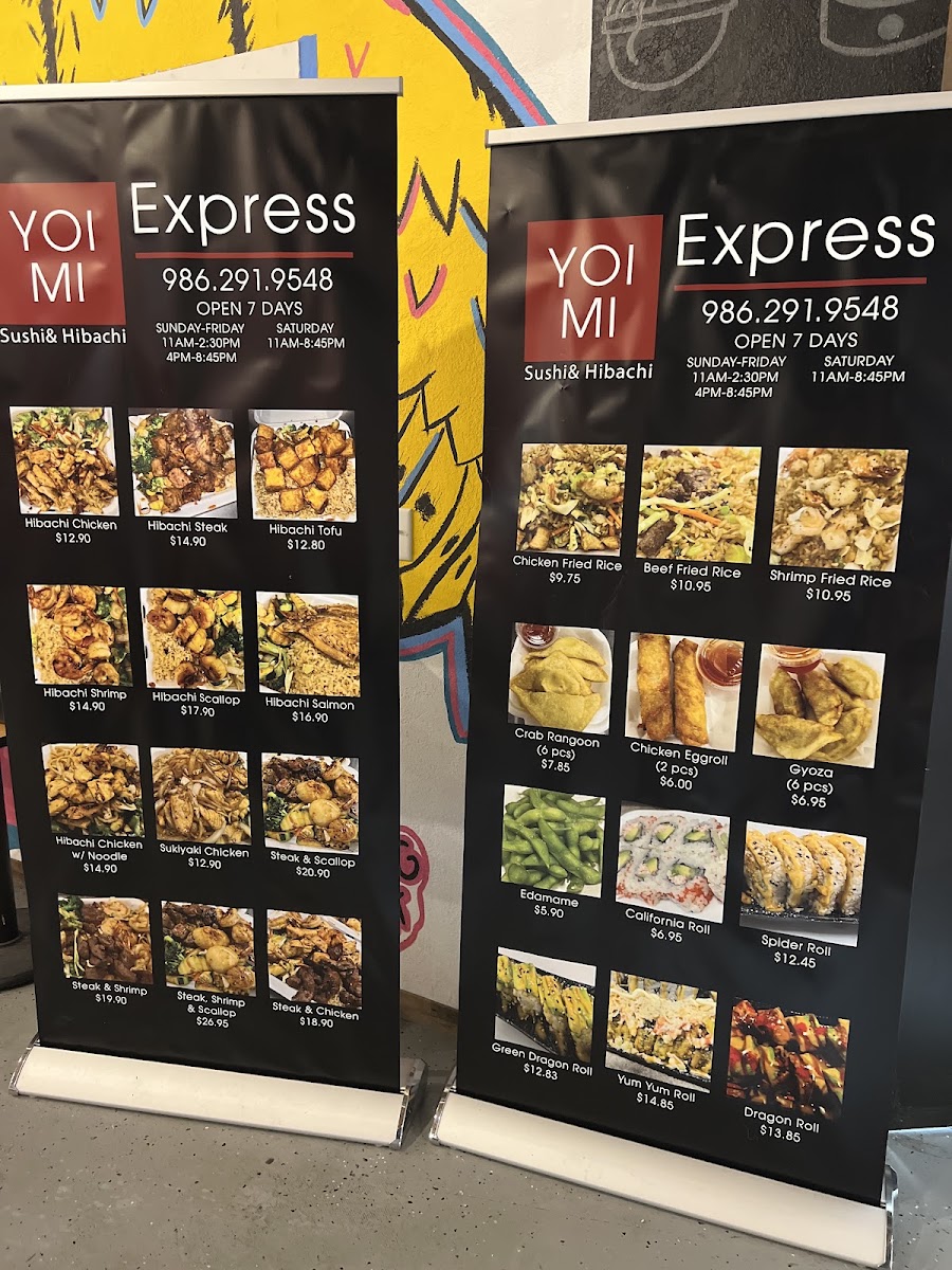 Yoimi Sushi & Hibachi Pocatello menu board