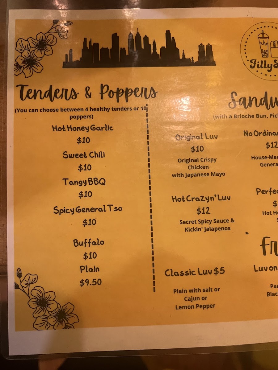 Filly Luv menu board