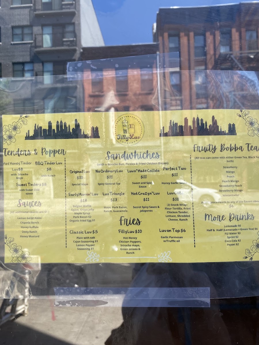 Filly Luv menu board