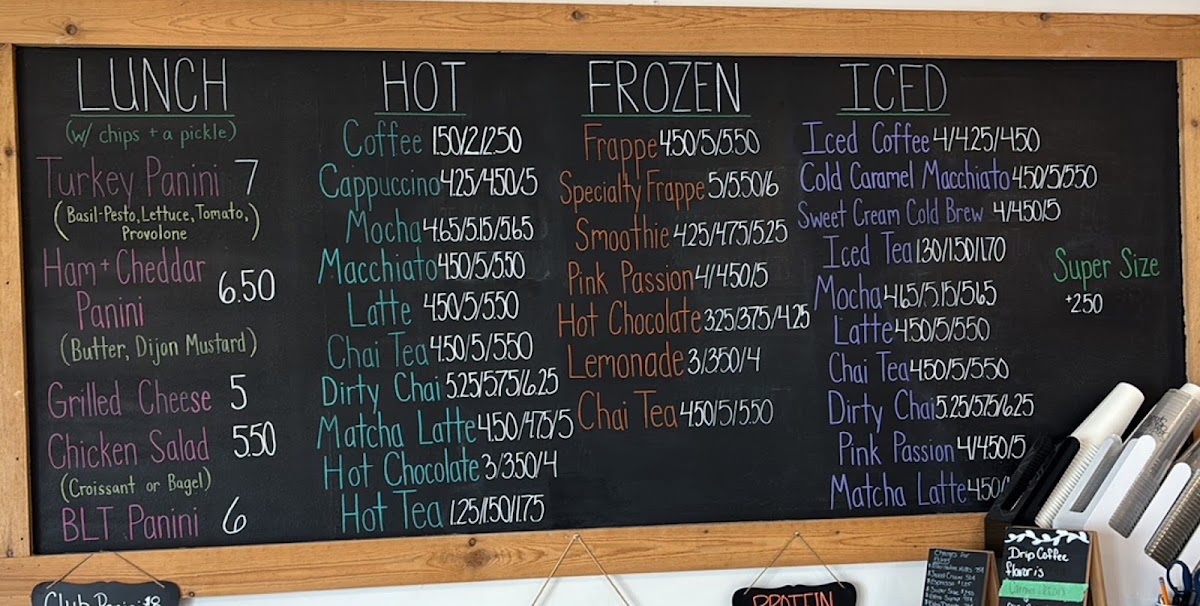 Spade's Cafe menu board