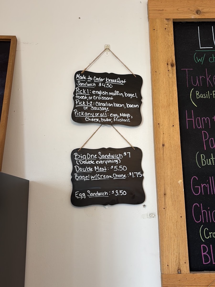 Spade's Cafe menu board