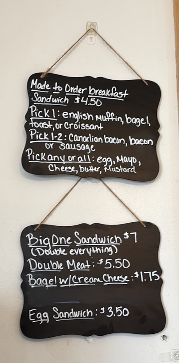 Spade's Cafe menu board