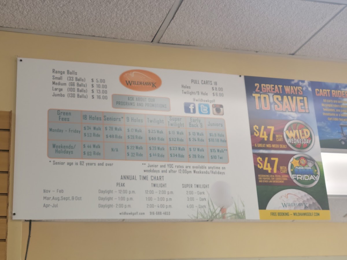 Wildhawk Grille menu board