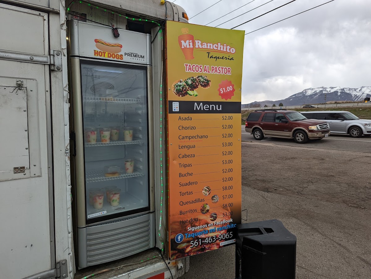 Mi Ranchito Taqueria menu board