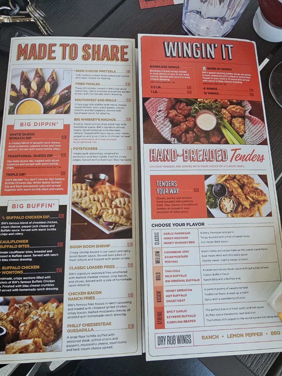Big Whiskey's - Neosho menu board
