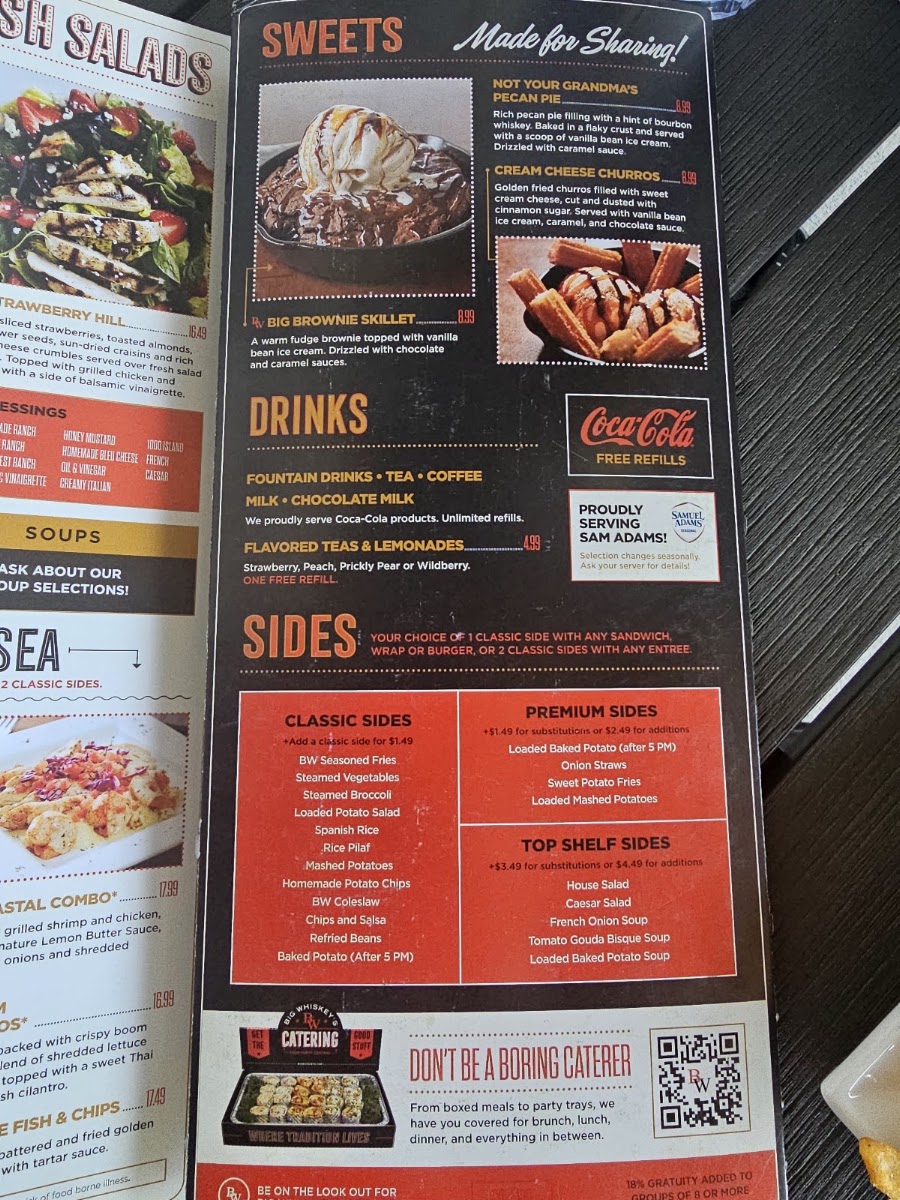 Big Whiskey's - Neosho menu board